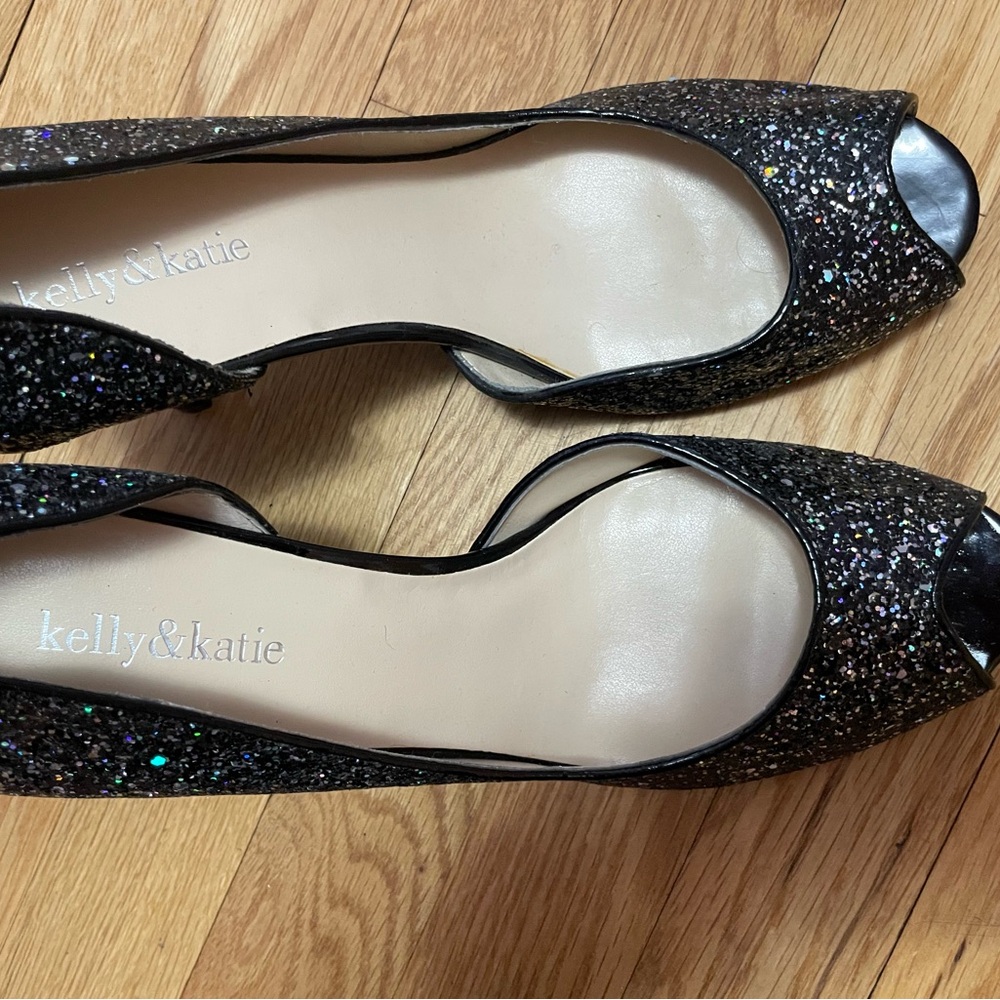 Kelly & Katie Black and Silver Glitter Heels